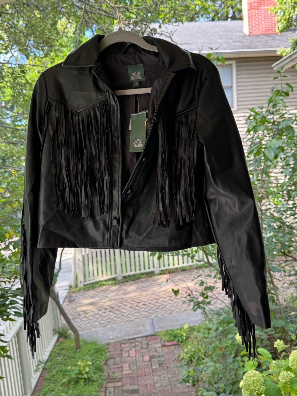 wild fable faux Black Leather Fringe Jacket